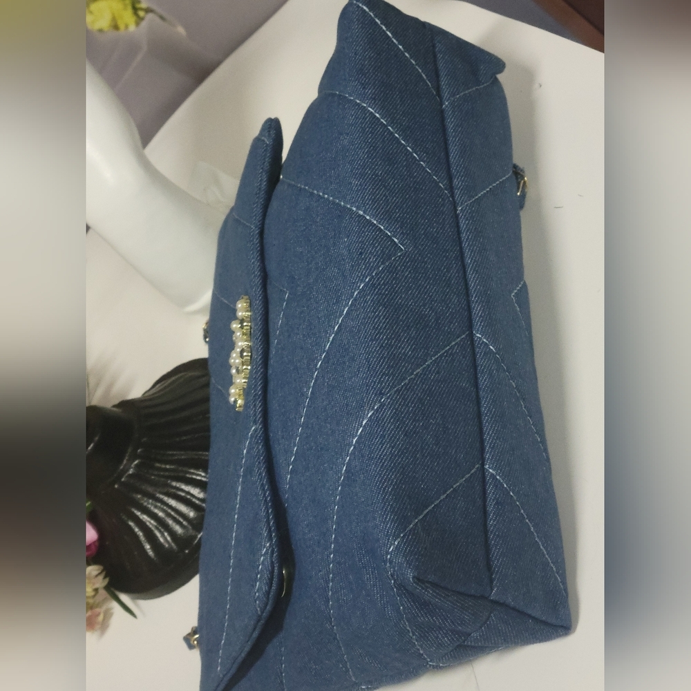 Quilted Denim 2 Way Shoulder/crossbody Bag, New - Picture 9 of 9